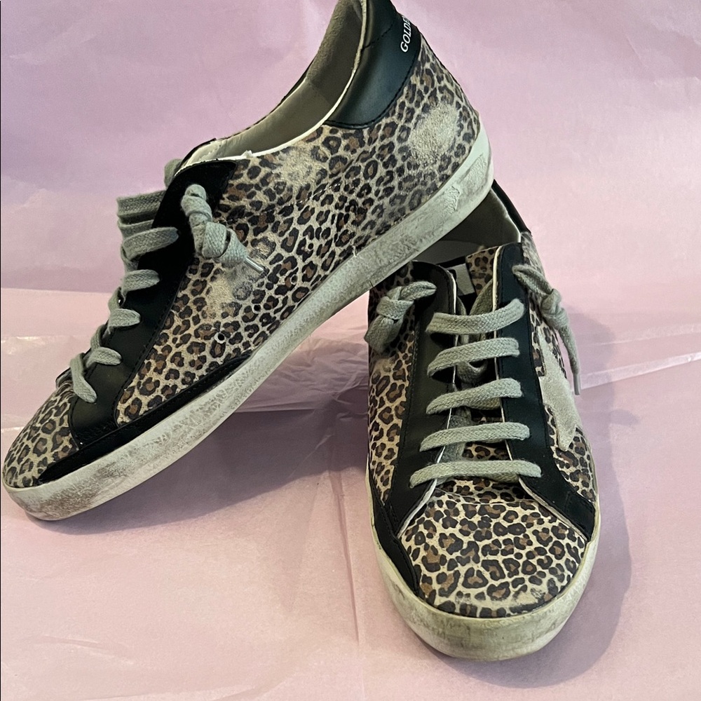 Golden Goose Leopard and Black Sneakers